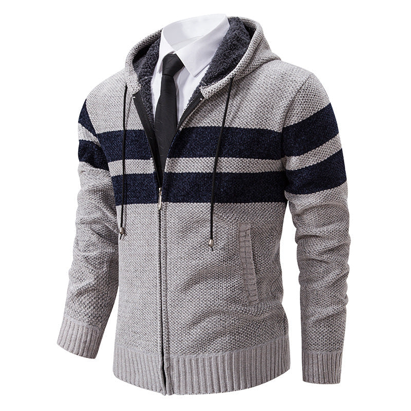 Street Wave Men's Hooded Zip Hoodie With Modern Zipper And Fleece Lining For Style Conscious Men