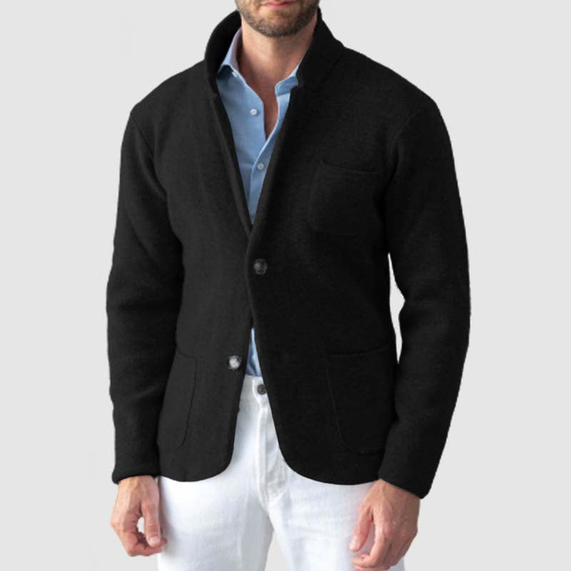 Nordisk-Flair Men's Knit Blazer Slim Fit Wool Blend Notched Lapel Casual Smart Style By Street-Wave