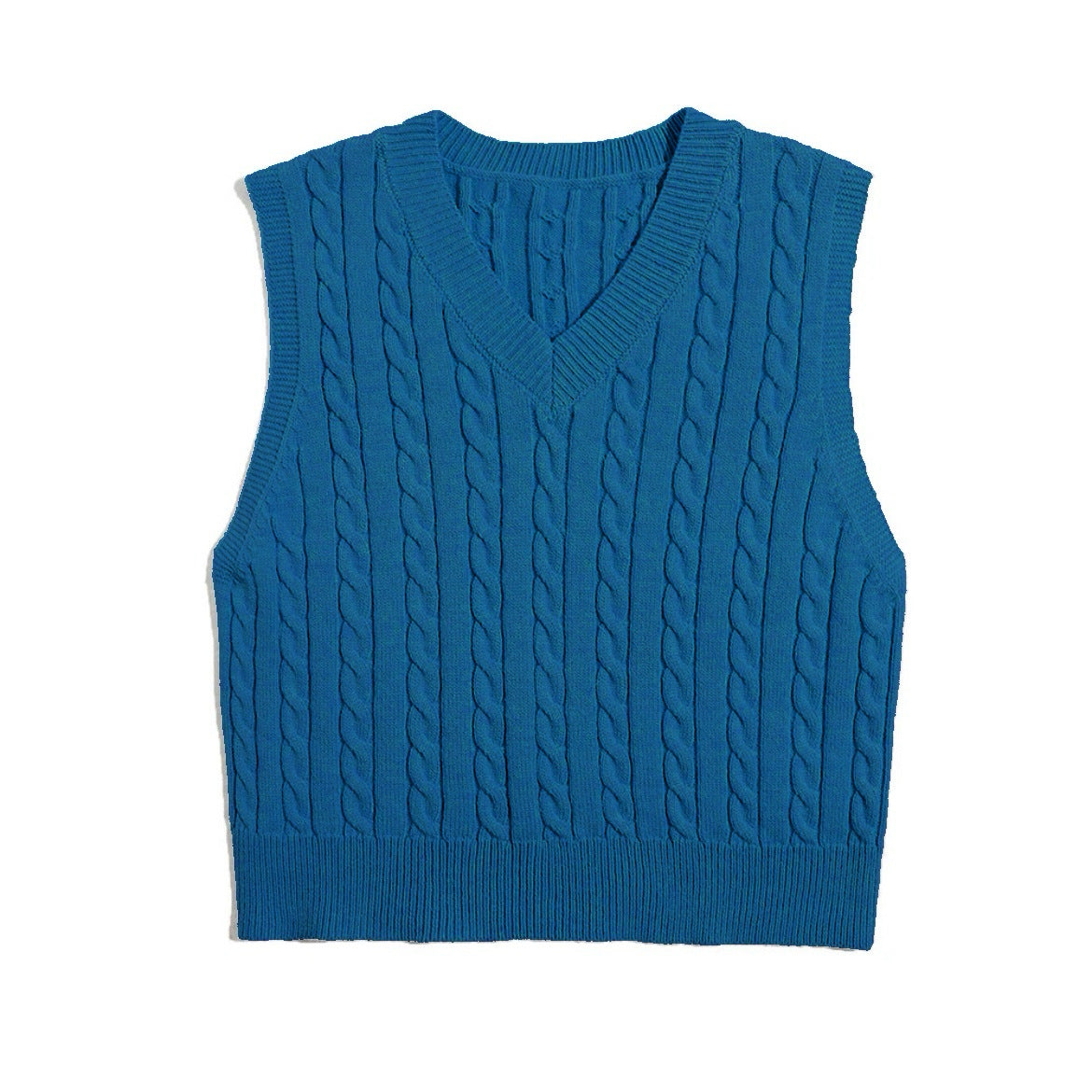 Street-Wave Womens Cable Knit Vest With V-Neck For Women Soft Cotton Blend Versatile Layering