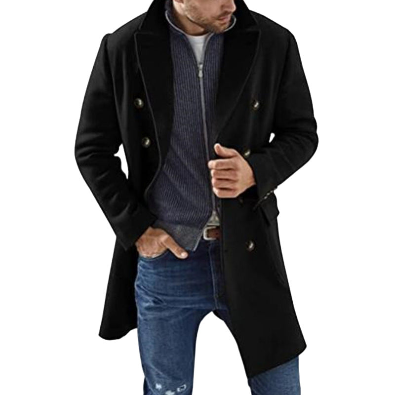 Street-Wave Men's Double-Faced Wool Coat With Classic Fit And Modern Details For Everyday Style