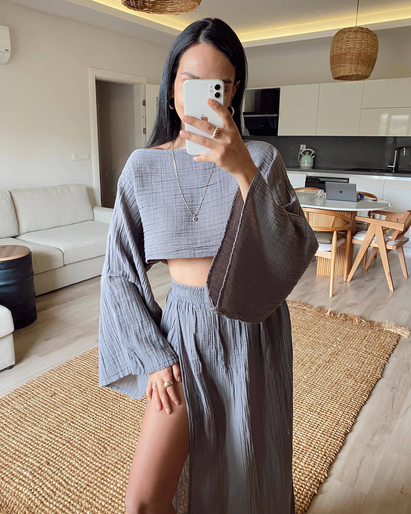 Street Wave Linen Blend Cropped Top Women Effortless Relaxed Fit Boat Neck