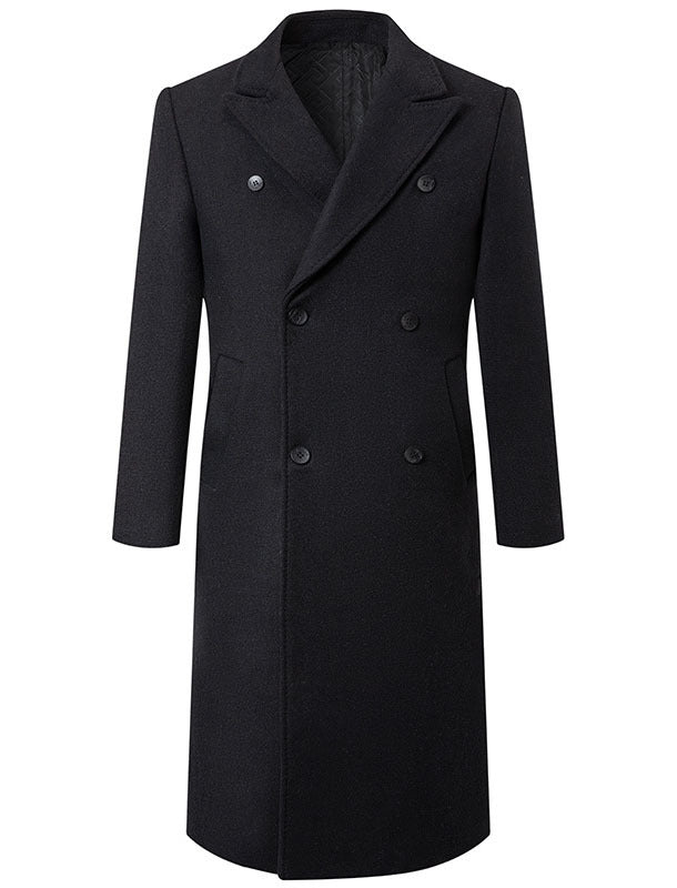 Street-Wave Men's Elegant Double-Breasted Overcoat in Premium Material for Formal Events