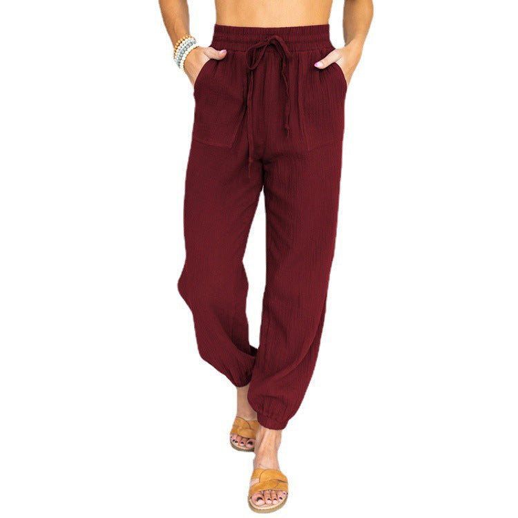 Street Wave Womens Lightweight Breathable Lounge Pants With Elastic Waist And Side Pockets