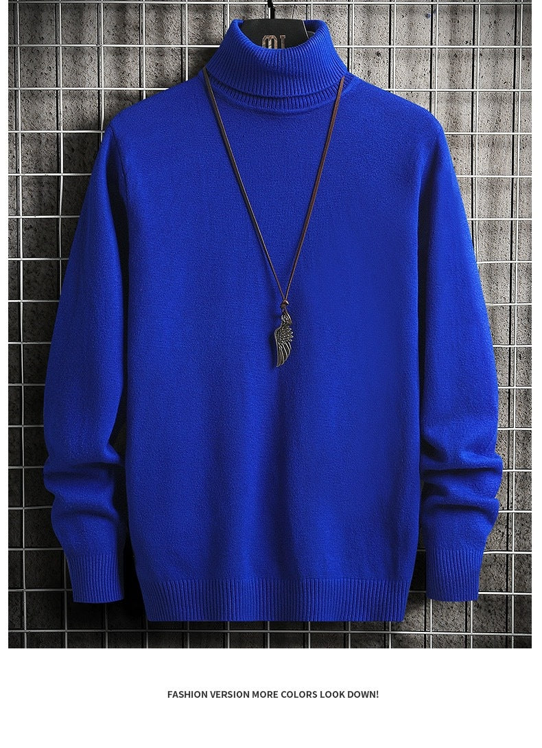 Street-wave Mens Turtleneck Sweater Comfortable Warm Cotton Blend Cozy Fit For Men