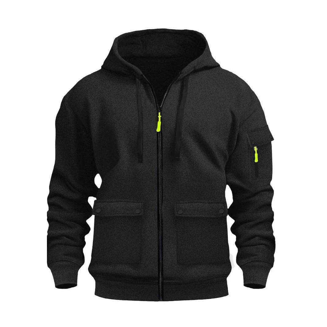 Functional Hooded Jacket For Men With Multiple Pockets Street Wave Versatile Activewear
