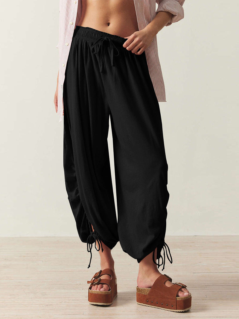 Streetwave Women Harem Pants Elastic Waistband Drawstring Loose Fit Breathable Comfort