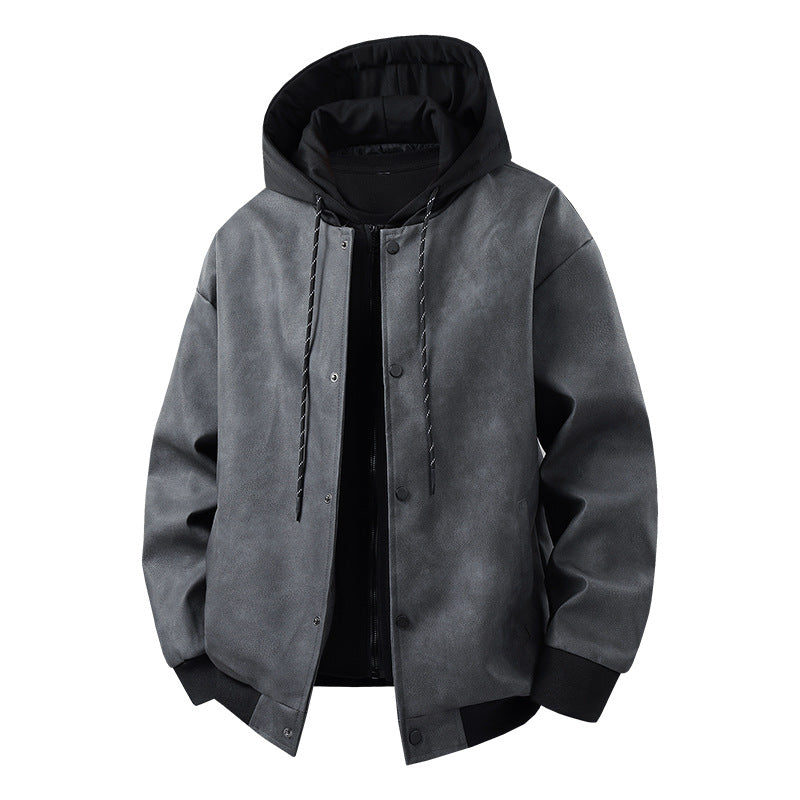 Men's Transitional Jacket With Detachable Hood By Street-wave Sporty Accent Style For Everyday Wear