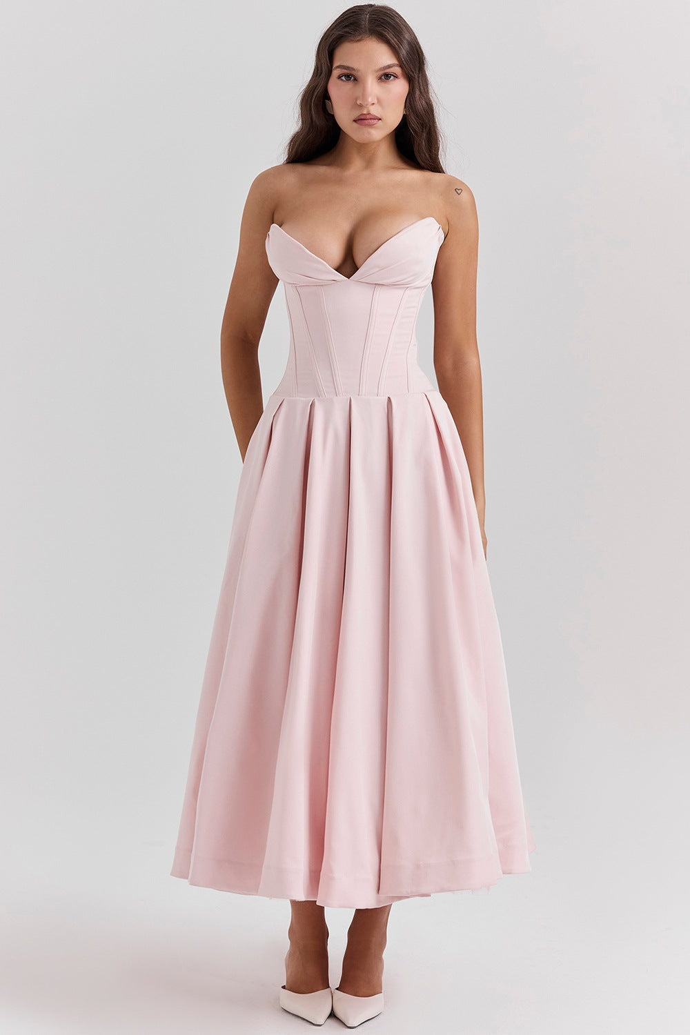Street Wave Strapless Lavender Evening Dress With Fitted Waist A Line Silhouette For Elegant Women