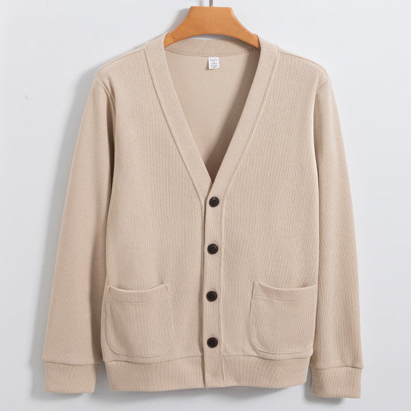 Street-Wave Mens Cardigan Cotton Knit Relaxed Fit With Pockets