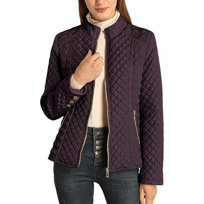 Street-wave Women Quilted Jacket With High Collar Soft Warmth Casual Everyday Outerwear