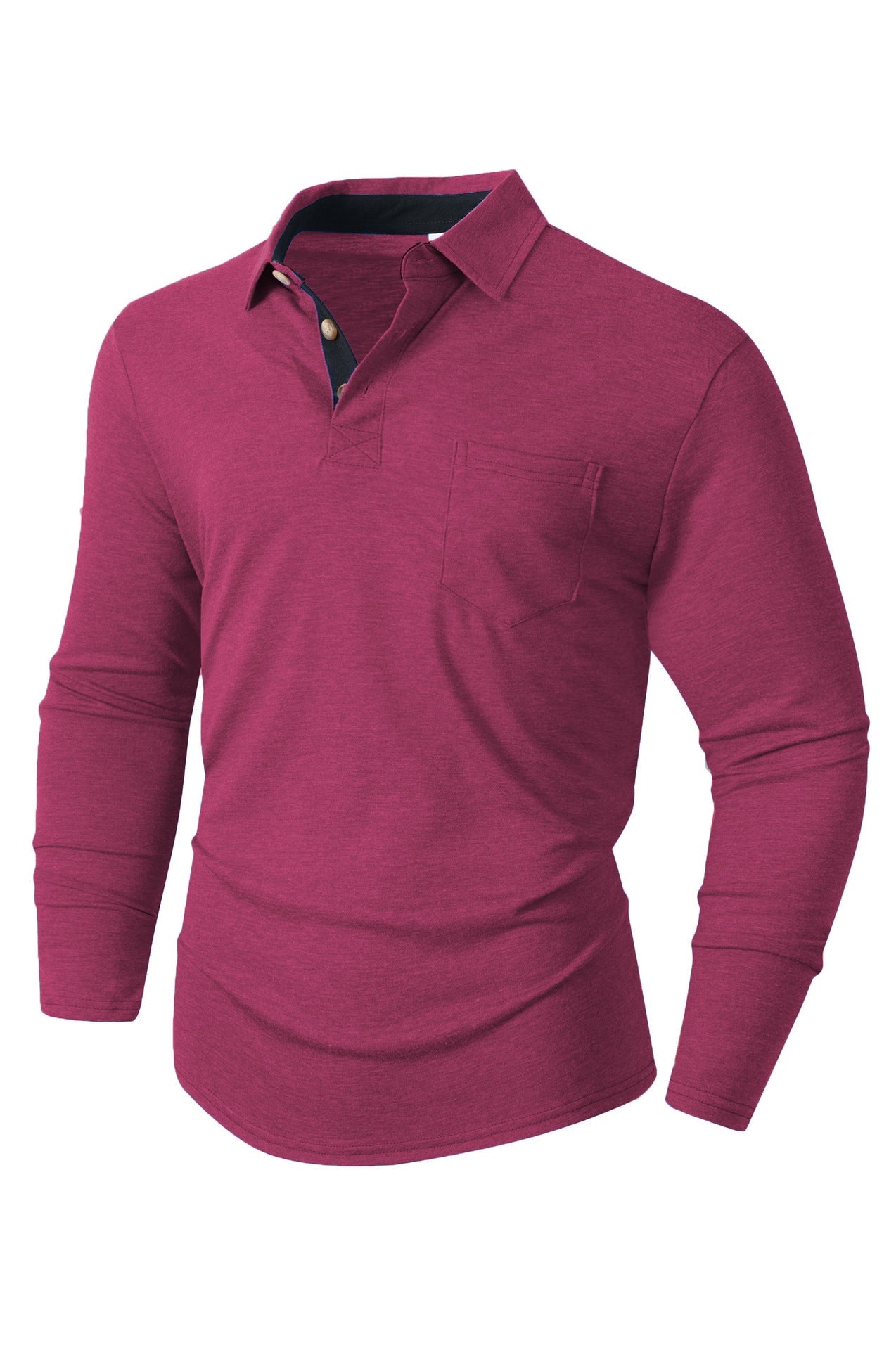 Street-wave Men's Elegant Long Sleeve Polo Shirt With Modern Collar And Stretch Comfort