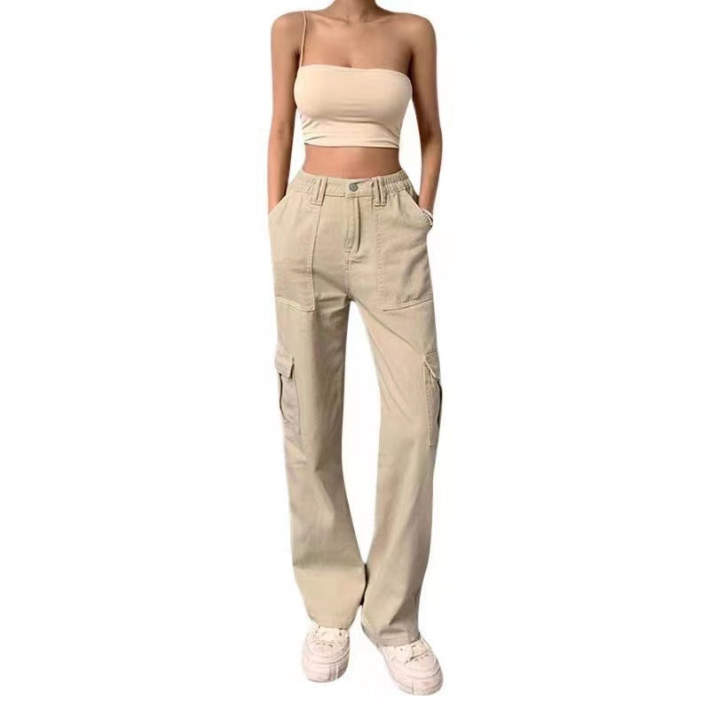 Women's Cargo Pants Street-Wave Wide Leg With Durable Cotton And Practical Side Pockets