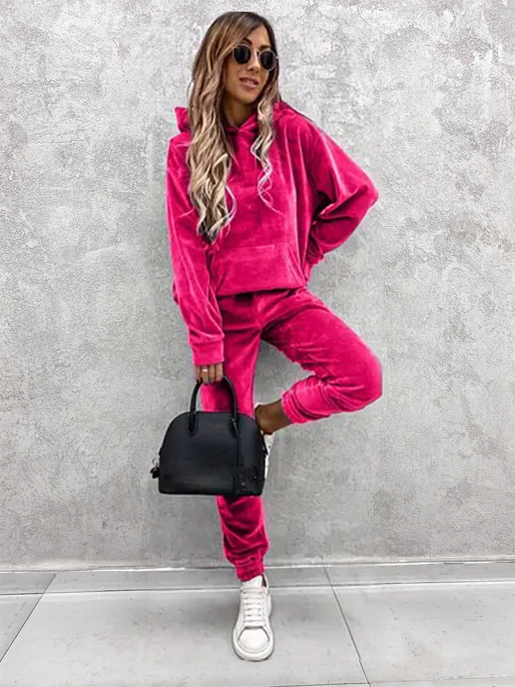 Street Wave Womens Cozy Fleece Set With Oversized Hoodie And Soft Joggers For Lounging