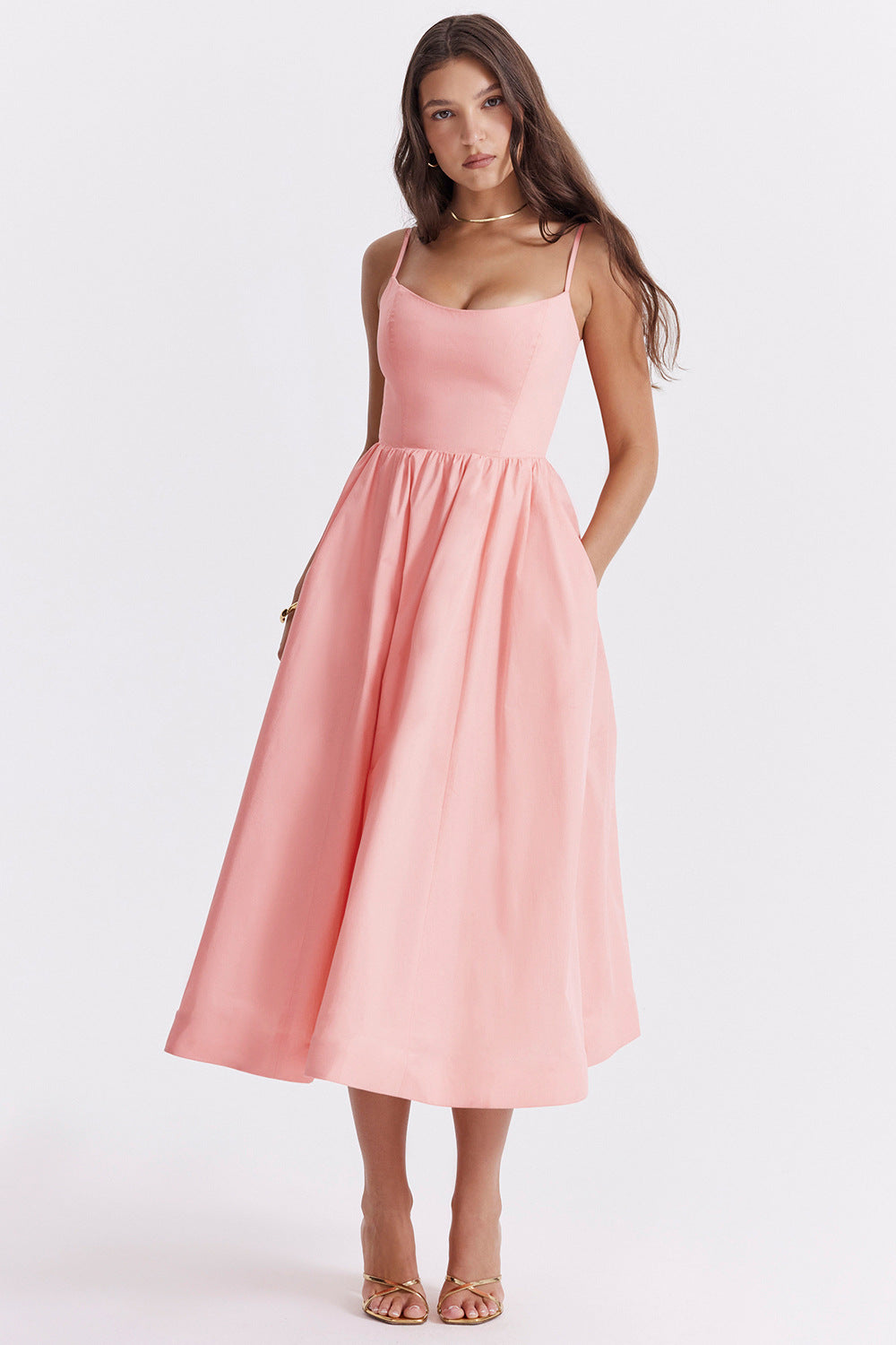 Streetwave Navy Maxi Dress With Spaghetti Straps And Flowy Skirt For Elegant Occasions