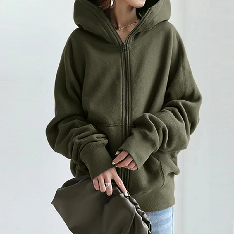 Street-Wave Zip Up Jacket For Women Relaxed Fit With Cozy Comfort Streetwear Essential
