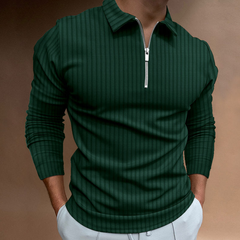 Streetwave Mens Zip Polo Shirt With Stripes Modern Comfortable Polo For Fashion Forward Men