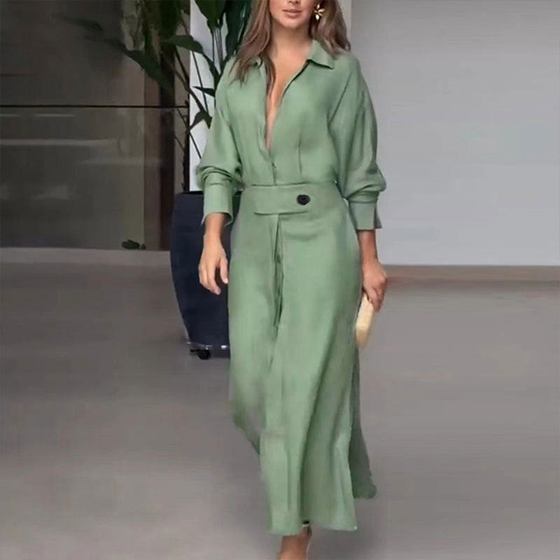 Street Wave Linen Maxi Dress for Women With Lightweight Comfort Elegant Button Front and Side Slits