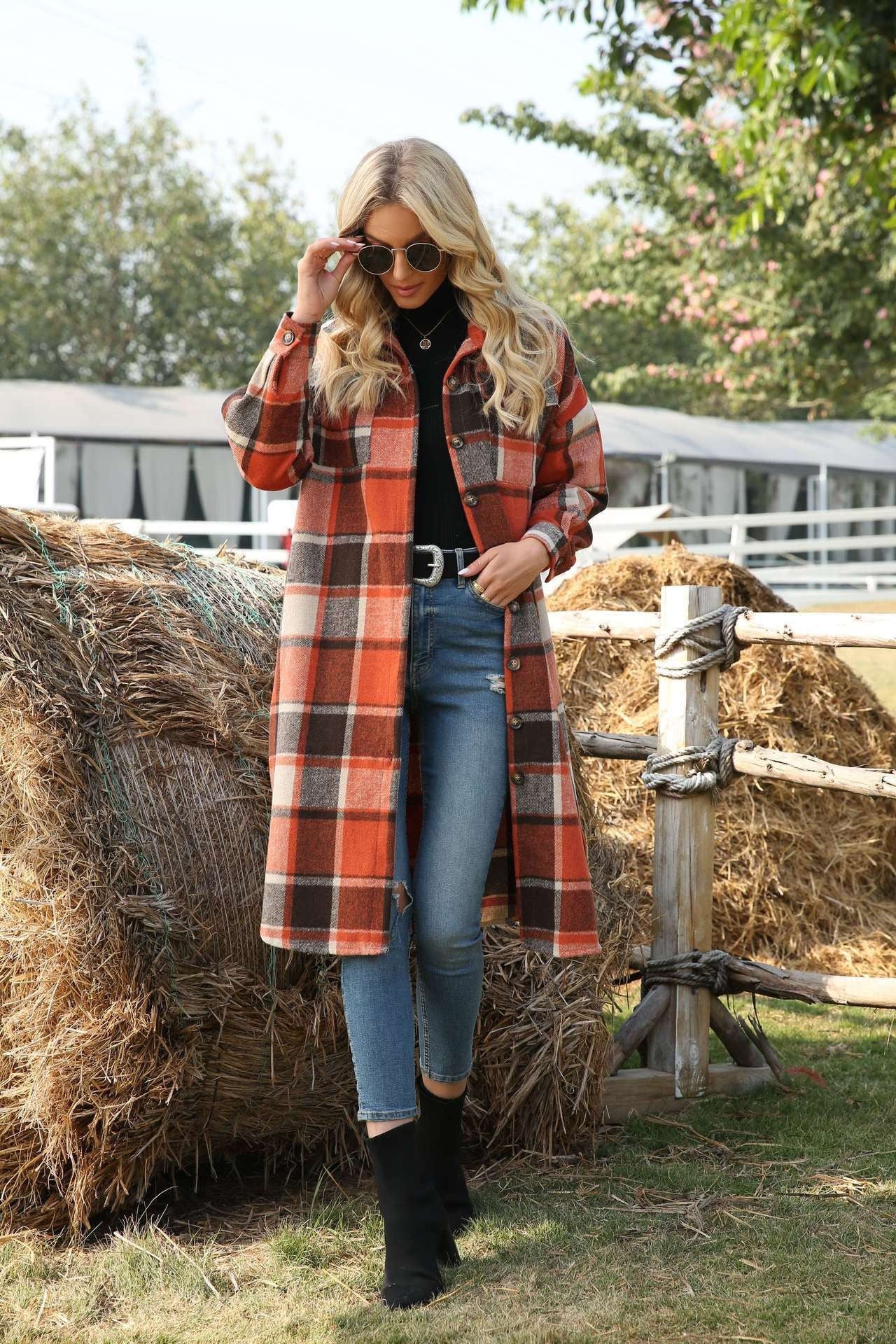 Streetwave Plaid Overshirt Jacket For Women Versatile Soft Breathable Everyday Wear