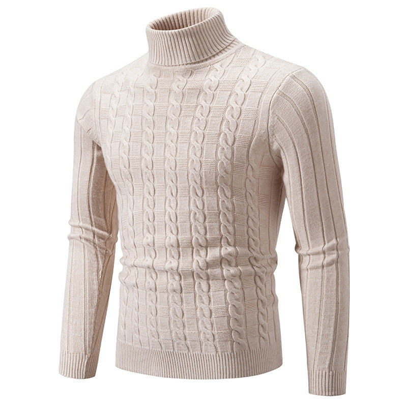 Street Wave Men's Cable Knit Turtleneck Sweater Warm Classic Cable Pattern For Office And Casual