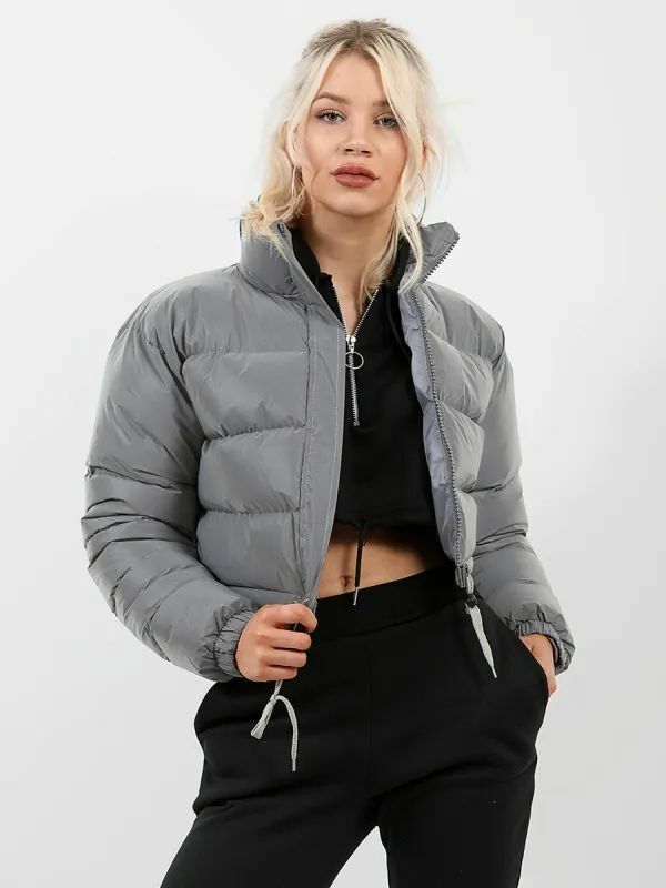 Street Wave Women's Cropped Puffer Jacket With Premium Warmth Insulation For Chic Cold Weather