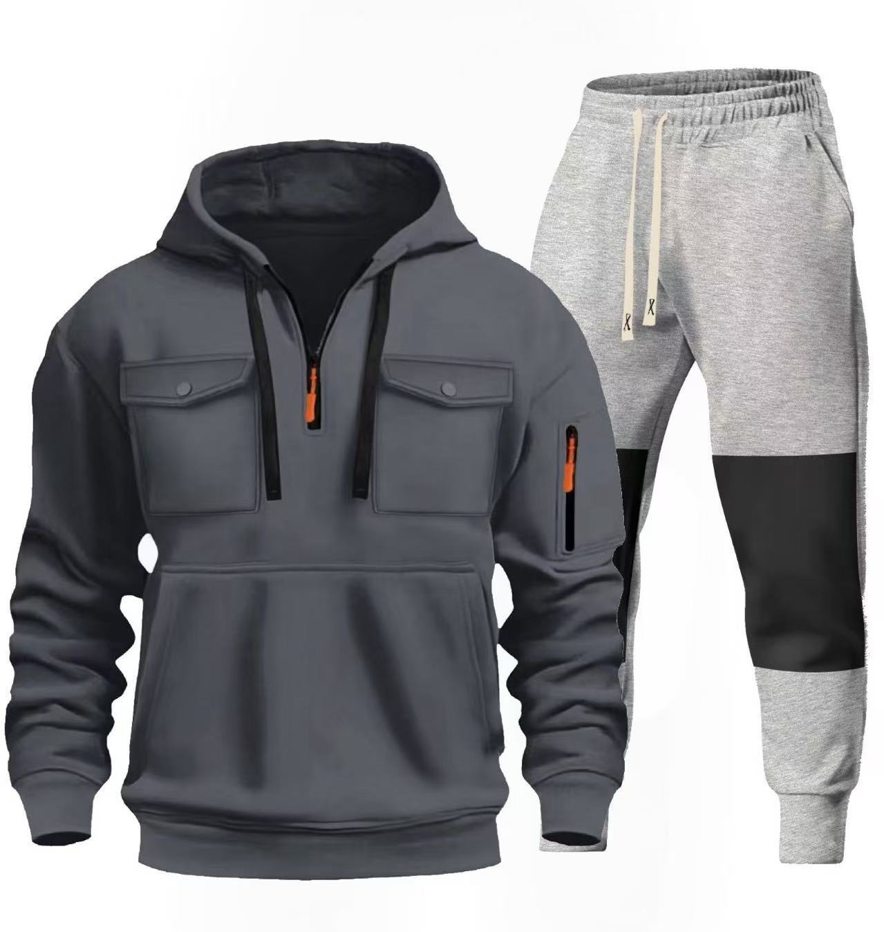 Street-wave Mens Functional Sweatshirt And Jogger Set For Active Comfort And Style