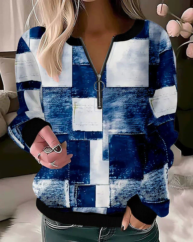 Street-wave Cable Knit Zipper Sweatshirt For Casual Women Cozy Everyday Wear Premium Stylish