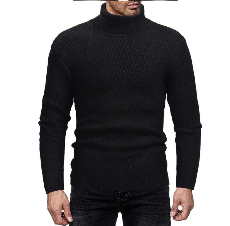 Street Wave Mens Turtleneck Sweater Breathable Wool Warm Winter Knit Top for Cold Weather