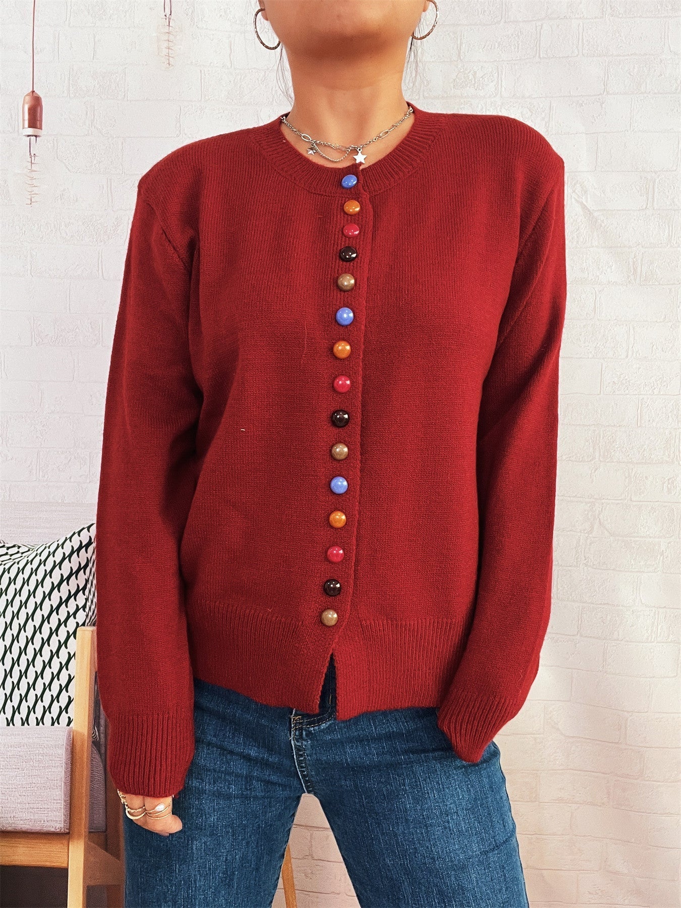 Cardigan For Women Streetwave With Colorful Buttons Soft Knit Cozy Chic Everyday Style