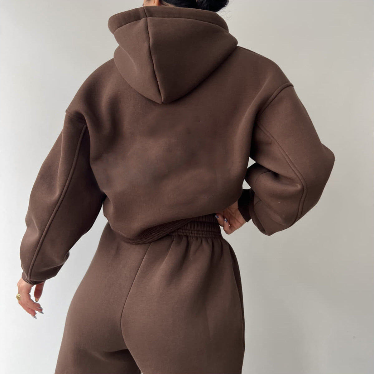 Street-wave Women's Hoodie Set Loose-Fit Cropped Hoodie And Sweatpants Soft Comfort Versatile Lounge Wear