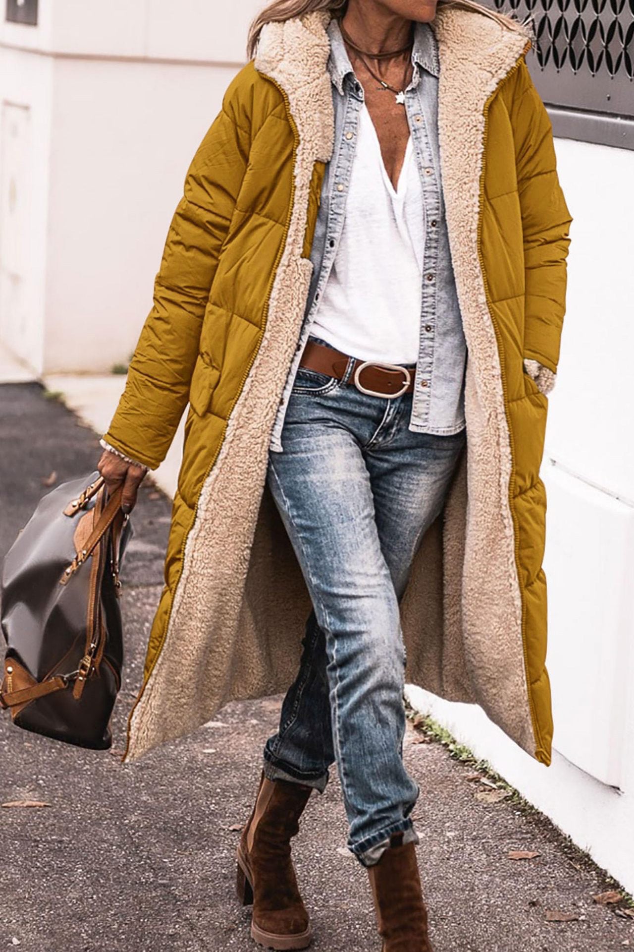 Street-wave Women's Long Puffer Coat With Luxurious Inner Fleece Lining and Warm Polyester Insulation