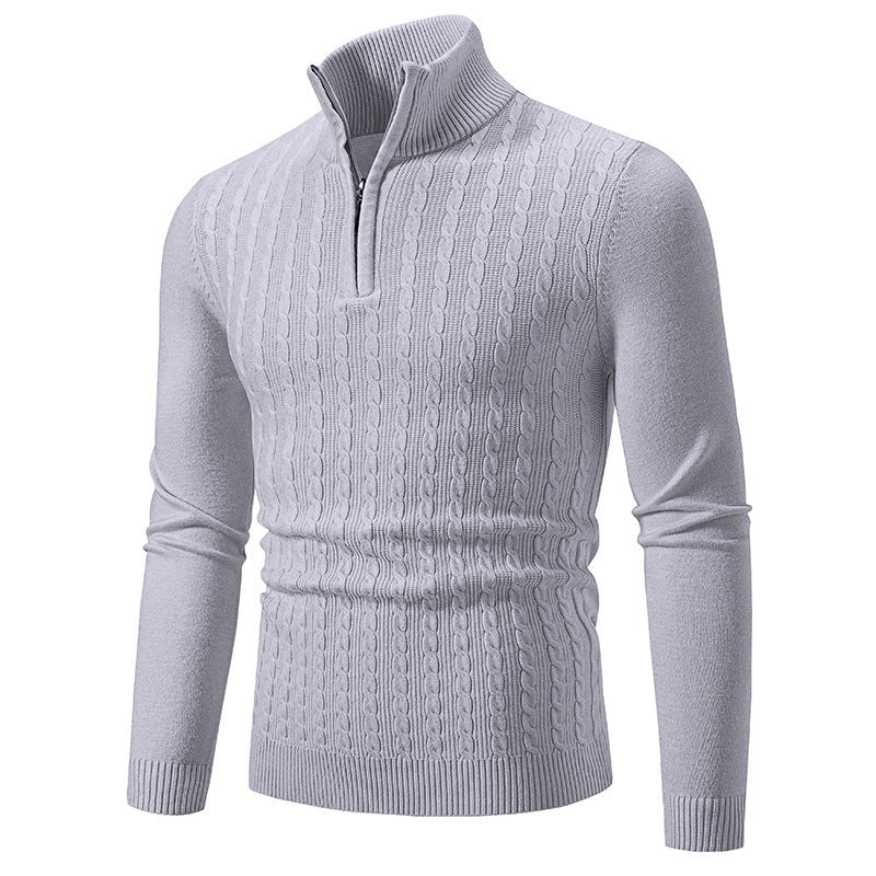 Street-wave Men's Zip Up Cable Knit Premium Turtleneck Sweater for Stylish Comfort and Everyday Wear