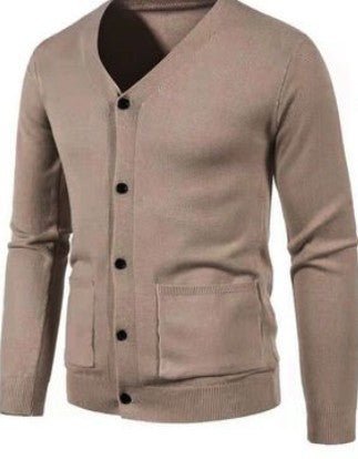 Street-Wave Men's V-Neck Knit Cardigan Elegant Comfort for Office and Casual Wear