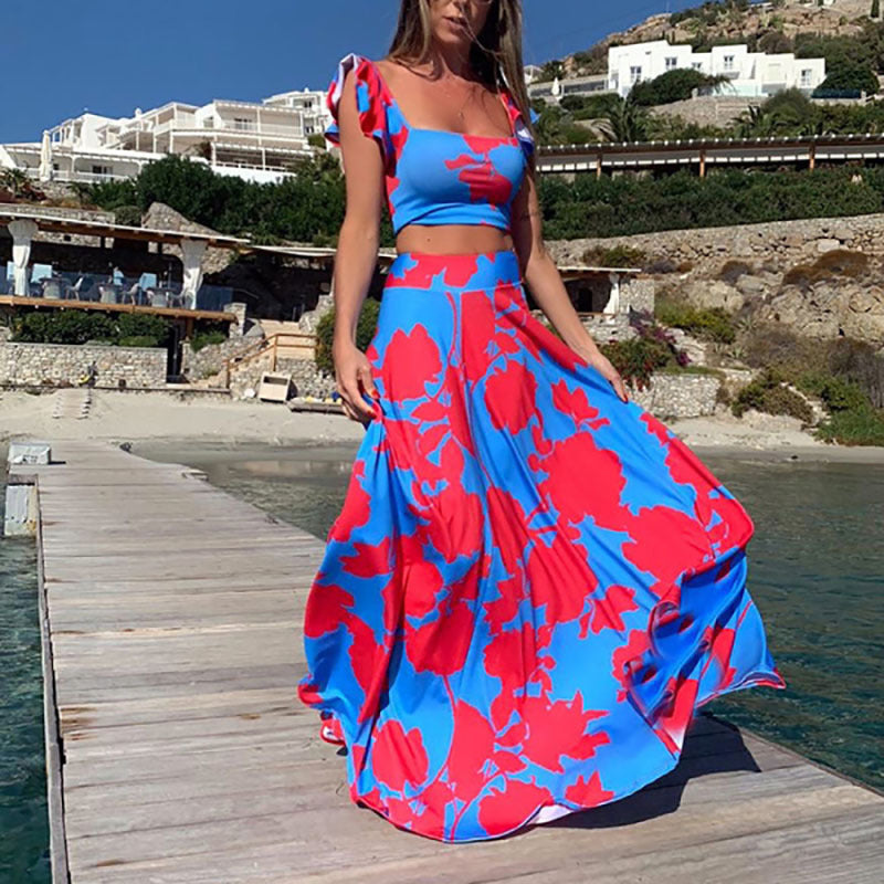Streetwave Elegant Maxi Dress For Women With Flowing Hem And Playful Floral Print