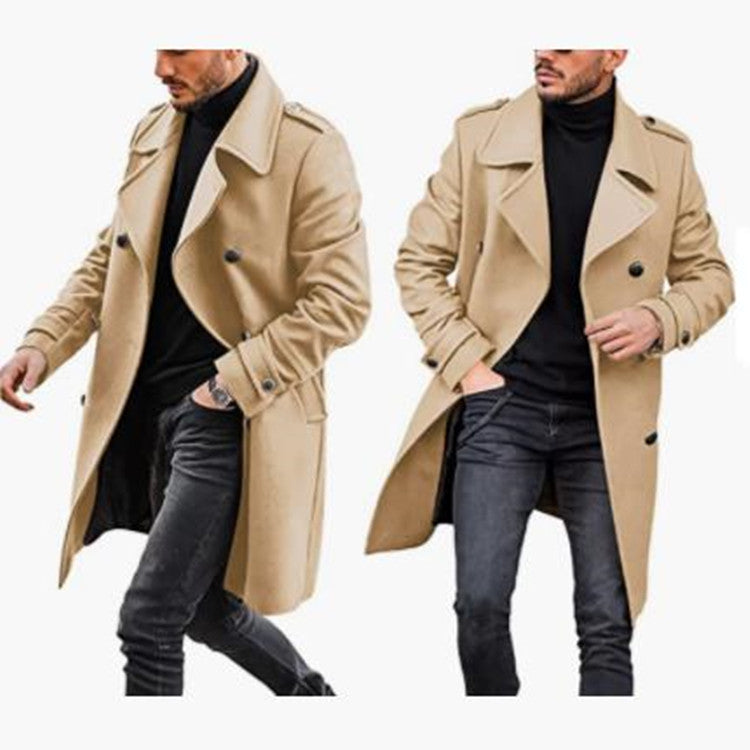 Street-wave Mens Wool Coat With Relaxed Collar And Double Breasted Premium Warmth For Everyday Style