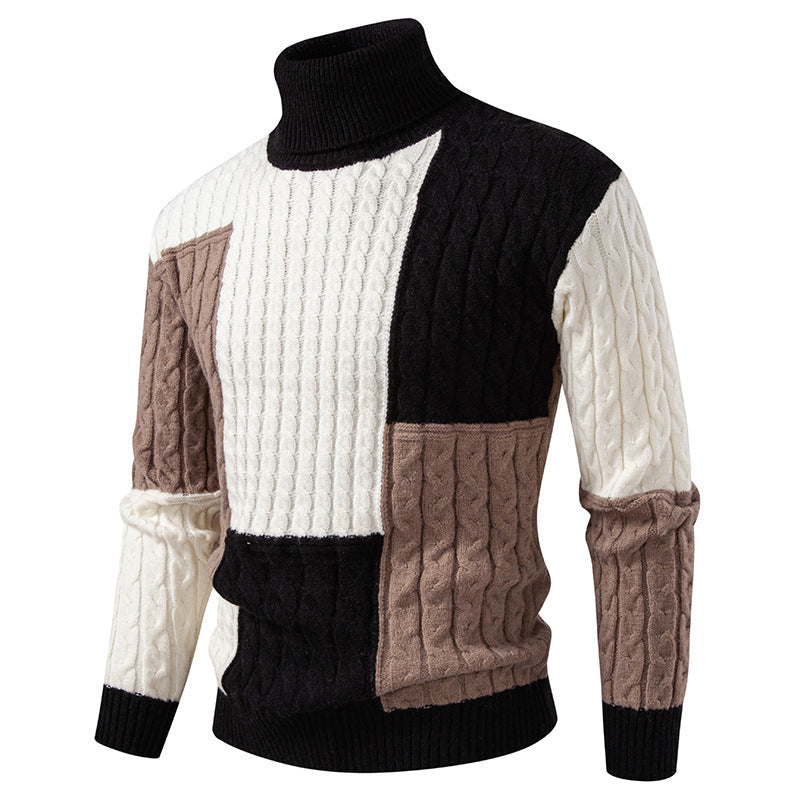 Streetwave Mens Color Block Knit Sweater Premium Cozy Pullover For Modern Style Warm Everyday Wear