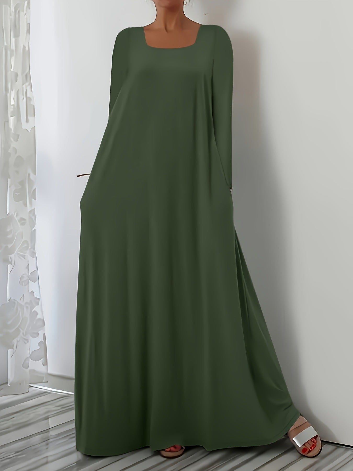 Street-Wave Wide Cut Maxi Dress With Pockets For Women Flowy Comfort Everyday Essential