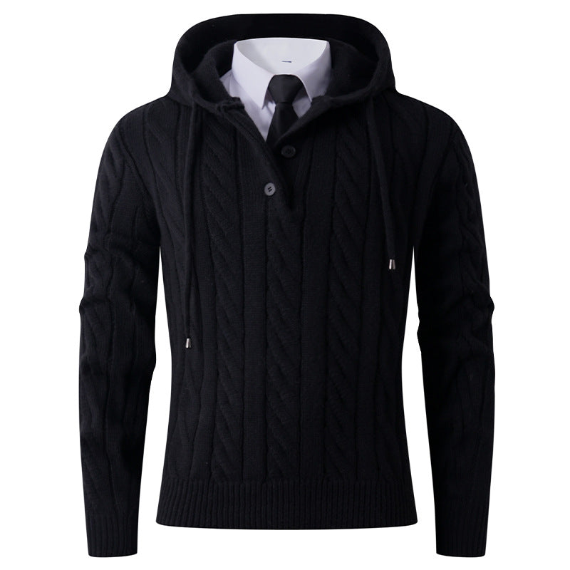 Men's Hooded Cable Knit Cardigan Street-wave Soft Wool Blend Premium Comfort for Smart Casual