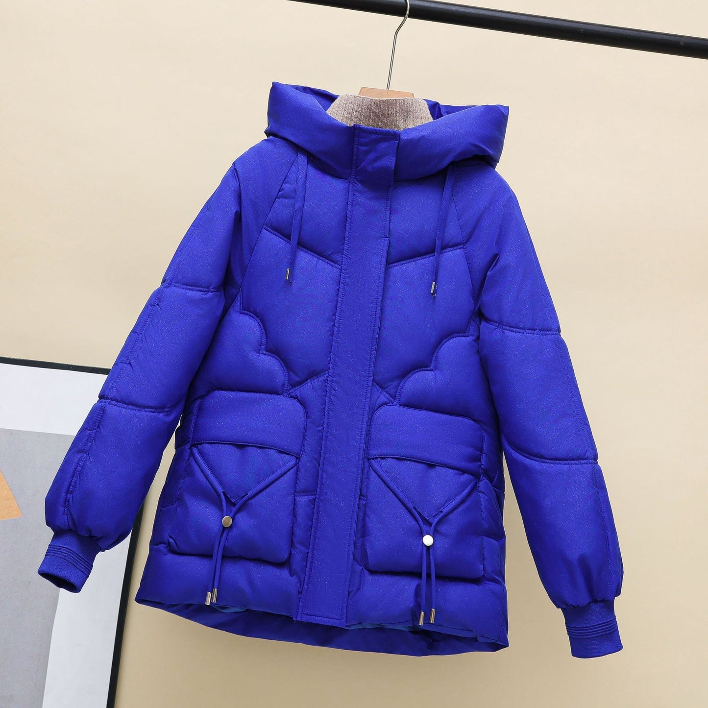 Streetwave Womens Puffer Coat With Hood And Heart Details For Cozy Winter Style Everyday