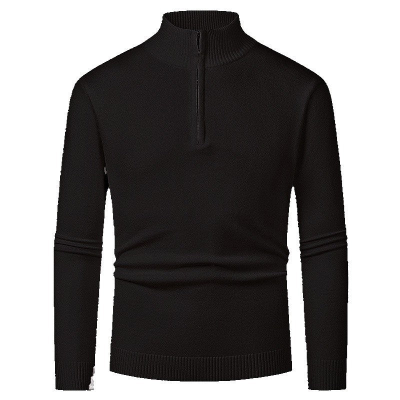 Street-wave Men's Half Zip Pullover With Stand Collar, Premium Knit, Everyday Style