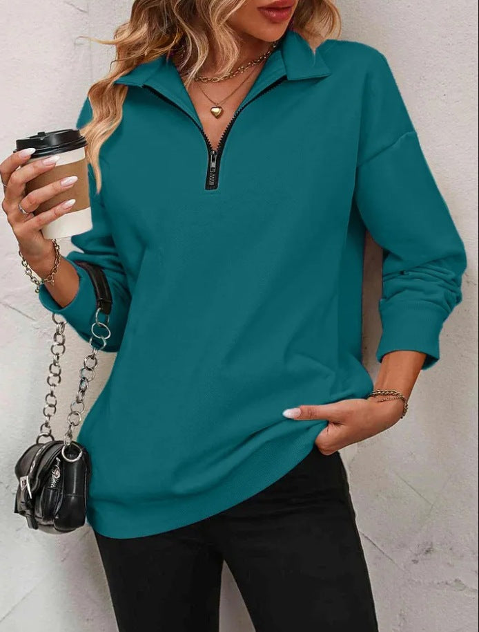 Womens Half Zip Sweatshirt Street-wave Cozy Breathable Everyday Comfort Ideal for Casual Wear
