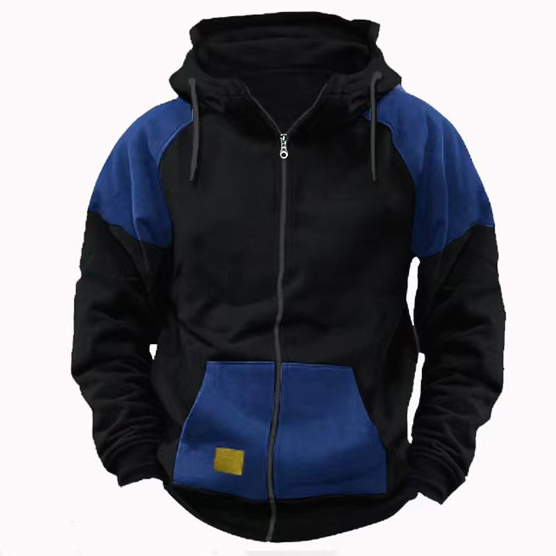 Street-wave Mens Sport Hoodie With Fashionable Contrast Panels For Everyday Streetwear
