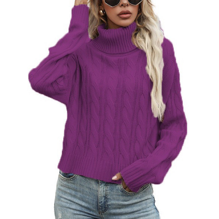 Street Wave Womens Cable Knit Turtleneck Sweater With Relaxed Fit For Women Cozy Warmth