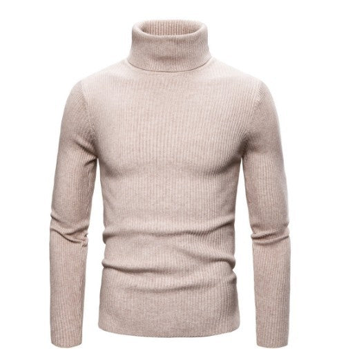 Street-Wave Men's Fine Rib Knit Rollneck Sweater Soft Warm Turtleneck for Everyday Style