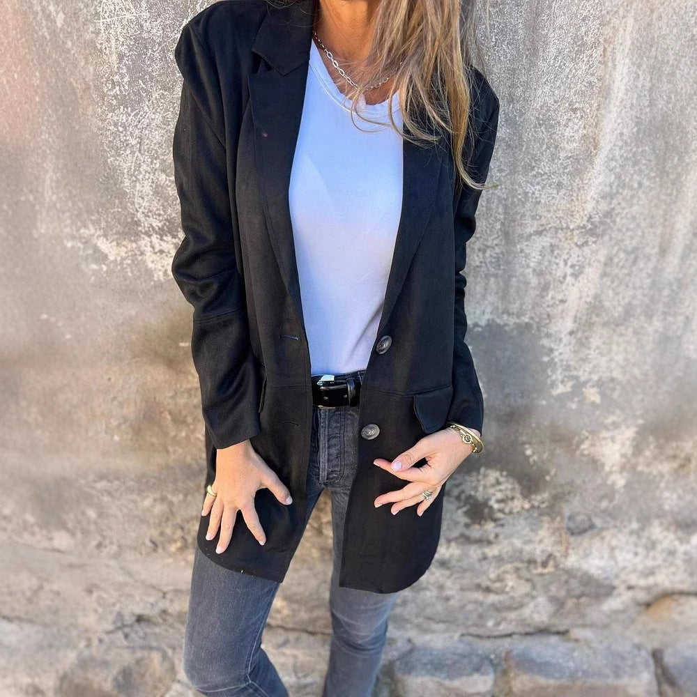 Streetwave Womens Tailored Long Jacket Modern Blazer For Work And Weekend Wear Everyday Chic