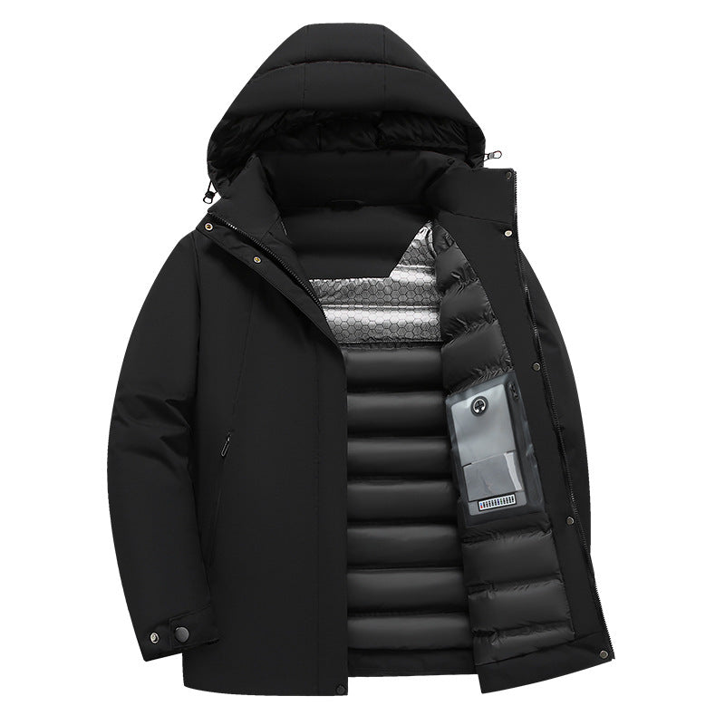 Mens Insulated Hooded Functional Jacket Street-Wave Water-Repellent Winter Coat For Outdoor Enthusiasts