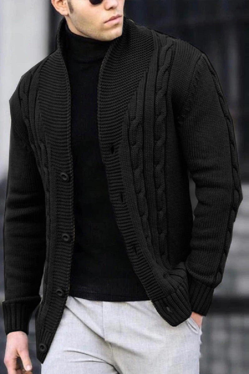 Street-wave Mens Cable Knit Cardigan With Durable Button Closure For Cool Days Everyday