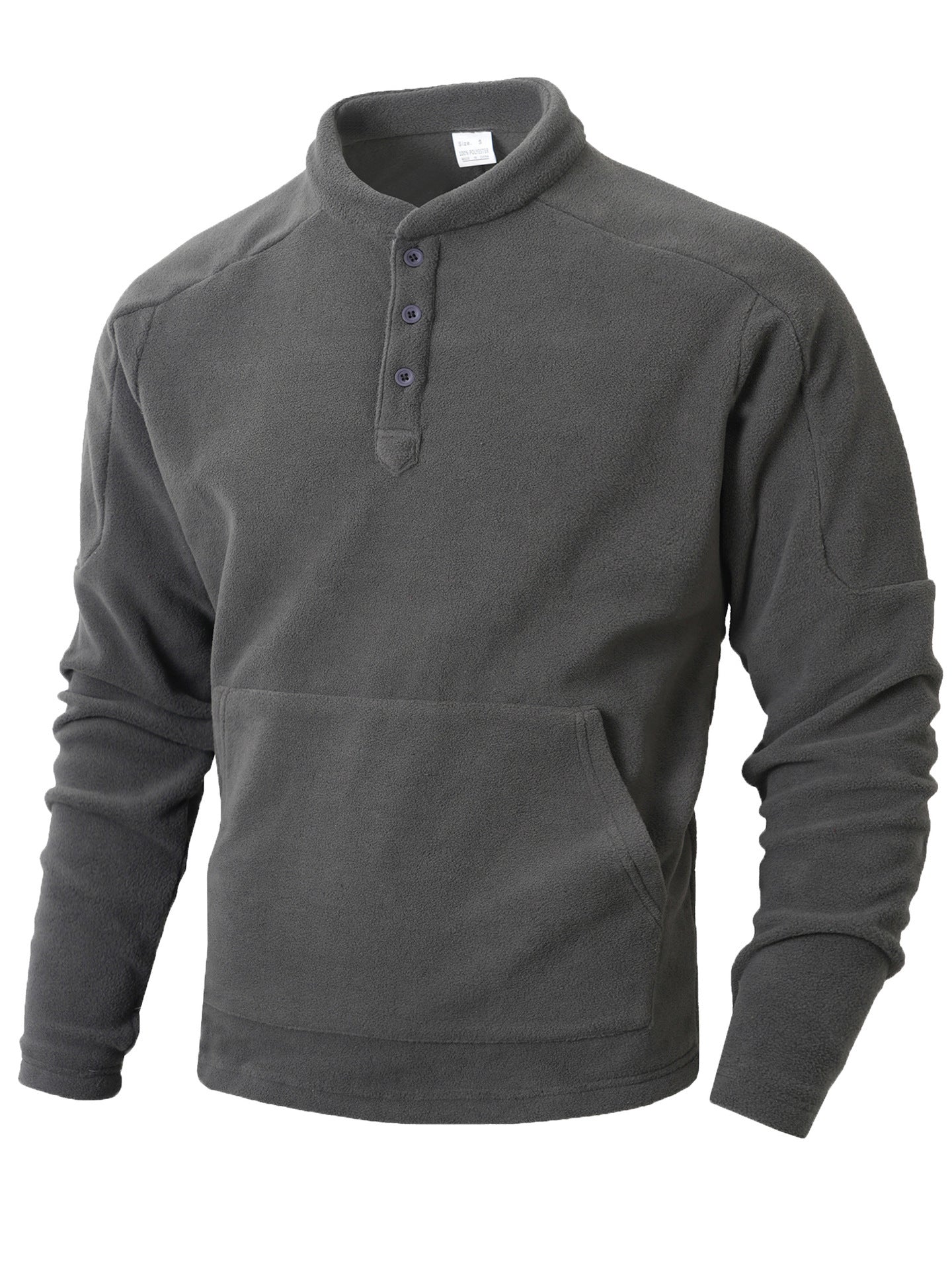 Men's Fleece Pullover With Stand Collar And Button Details By Street-wave Cozy Warmth For Cold Days