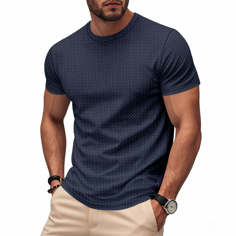 Street-Wave Mens Short Sleeve T Shirt With Structured Texture And Breathable Cotton Everyday