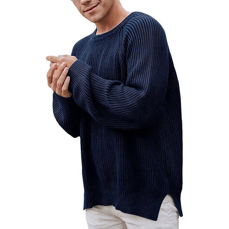 Street-wave Men's Elegant Knit Sweater With Structured Design Modern Fit Premium Cotton Blend