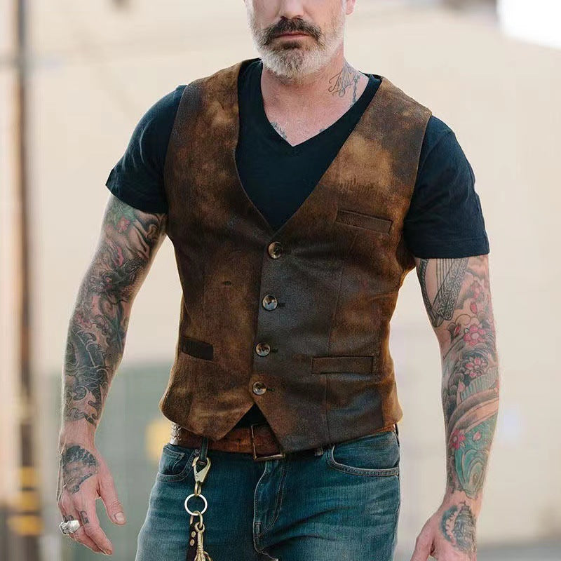 Mens Vest With Shoulder Straps Street Wave Premium Wool Blend For Fashion Conscious Men